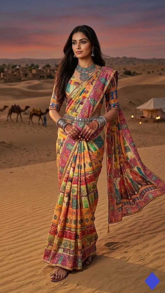 Chinon Silk Printed Saree