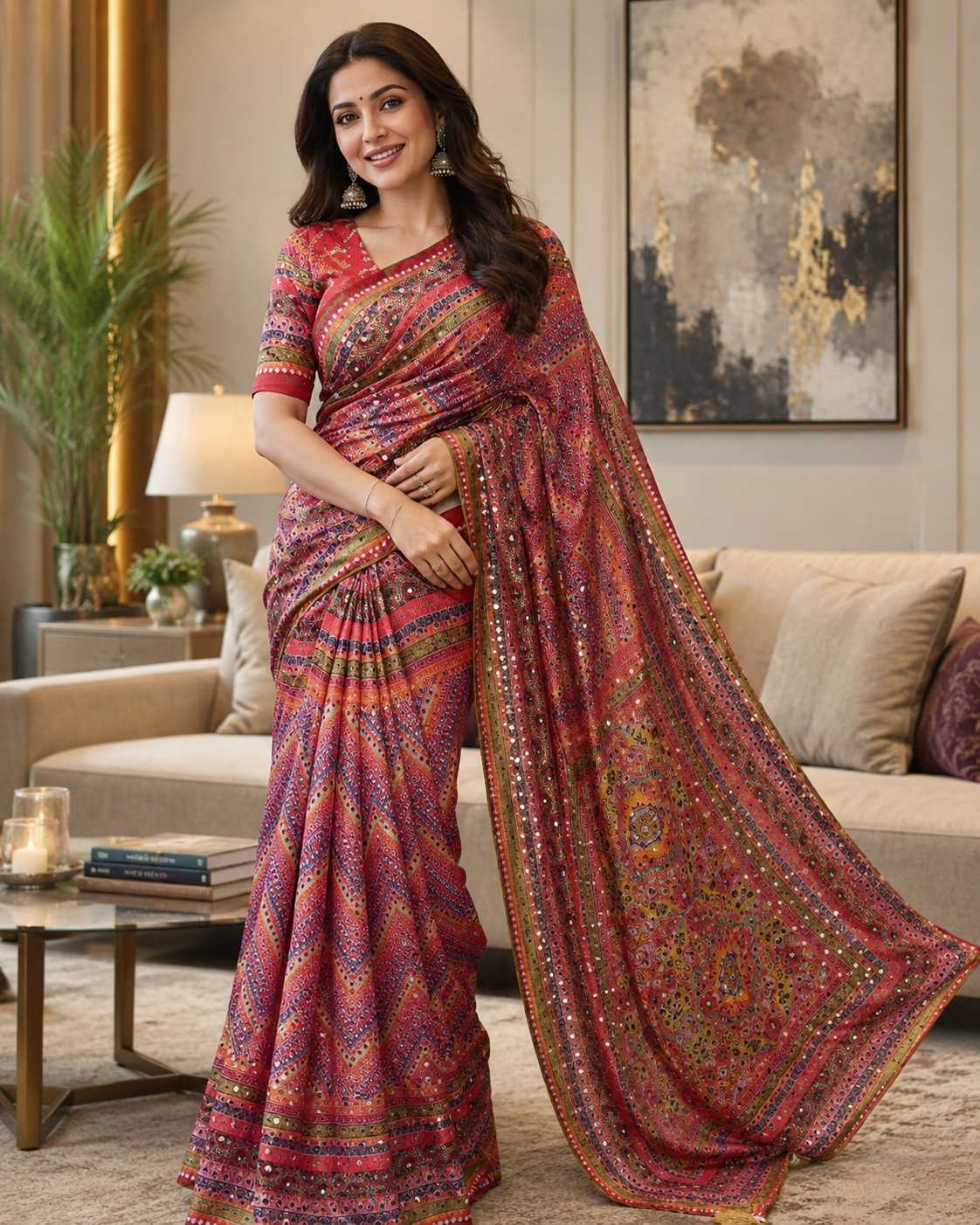 Chinon Silk Printed Saree 0139