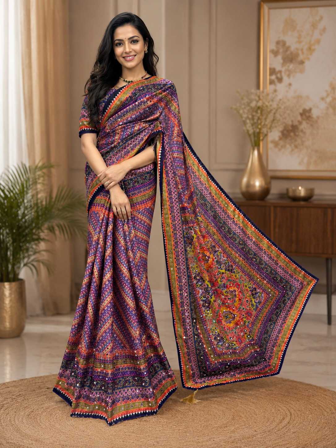 Chinon Silk Printed Saree 0139