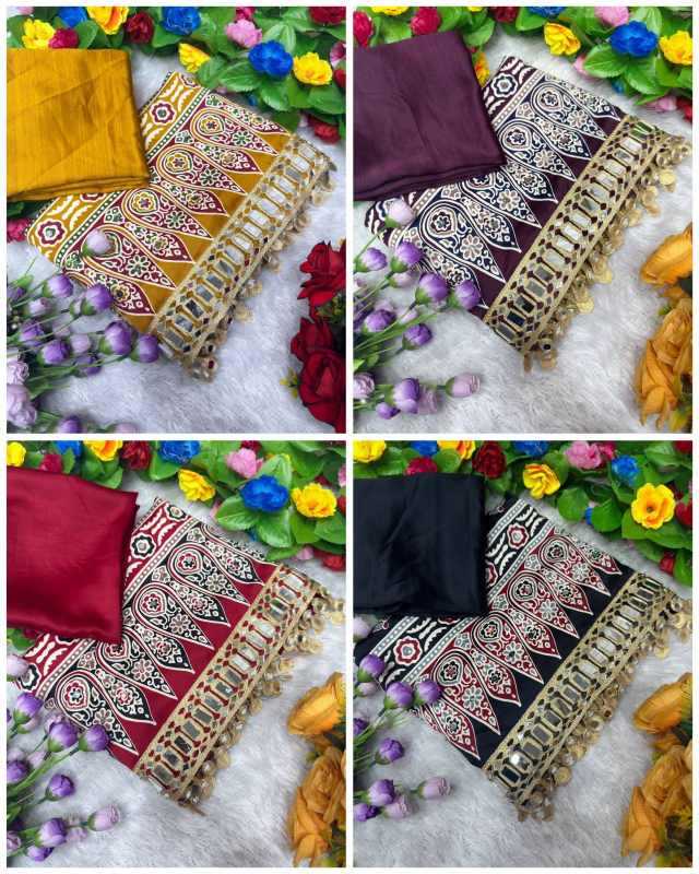 Satin Printed Saree in Black