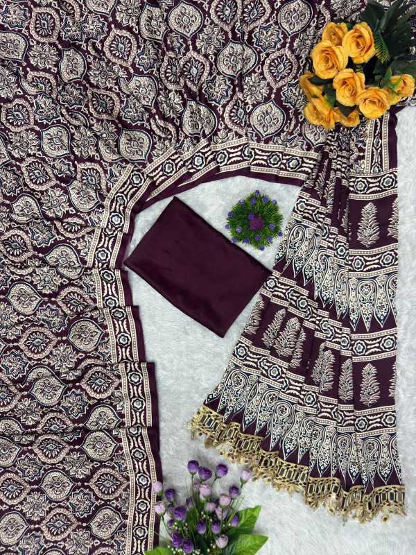 Satin Printed Saree in Black