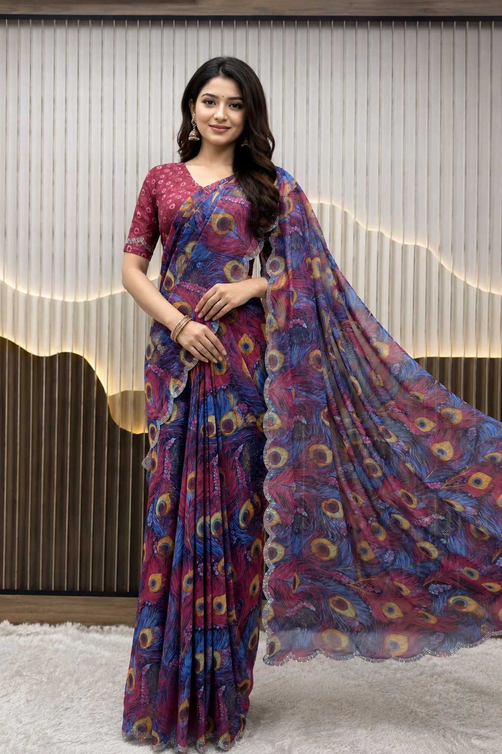 Georgette Printed Saree 0155