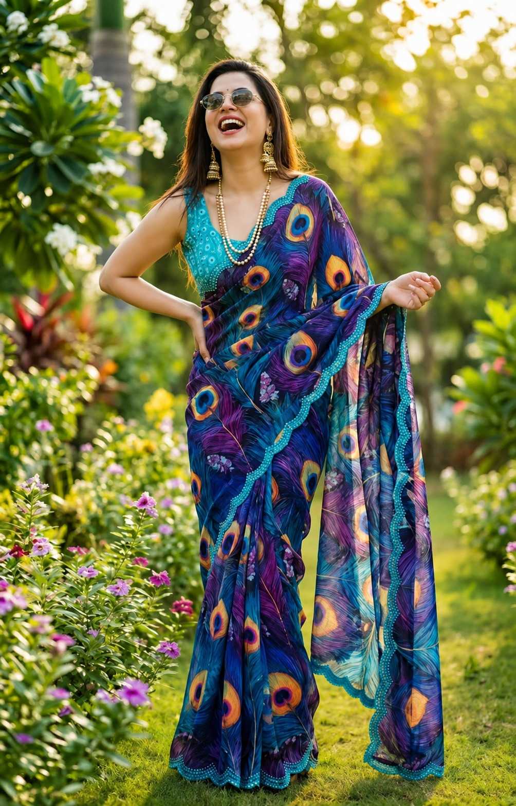 Georgette Printed Saree 0155
