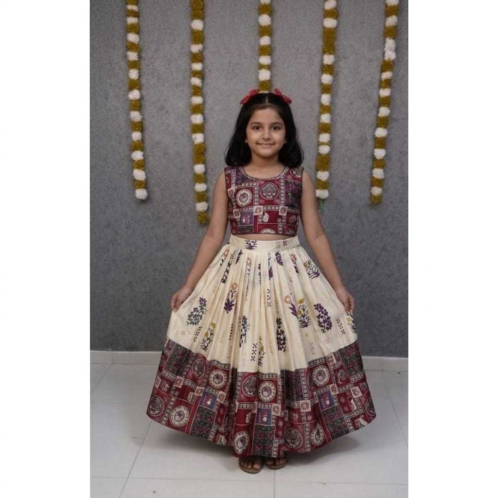Twill Net Kids Lehenga