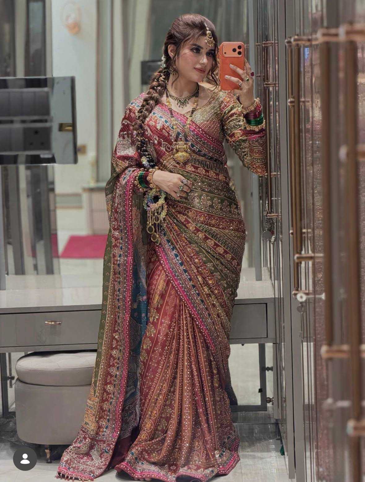 Chinon Silk Printed Saree 0169