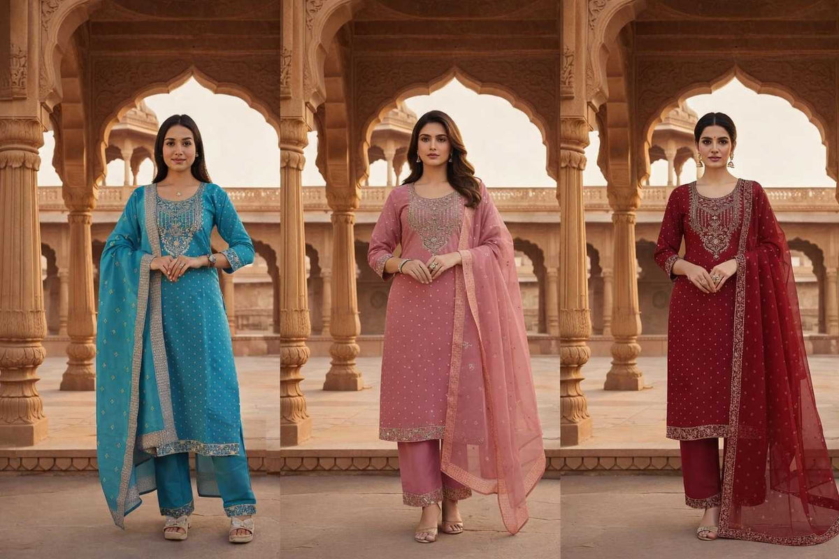 Chanderi Cotton Party Wear Kurti in Sky Blue