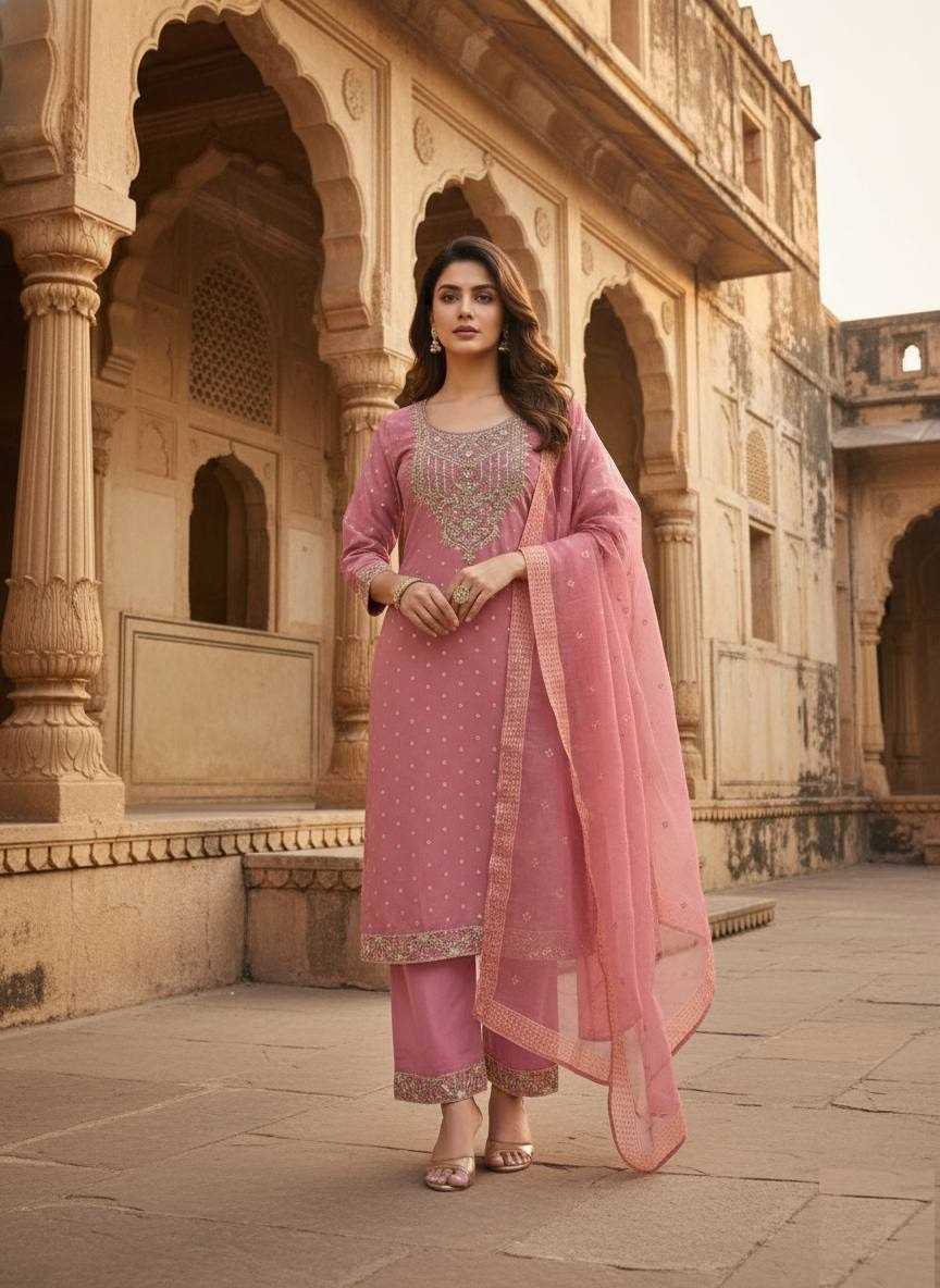 Chanderi Cotton Party Wear Kurti in Sky Blue