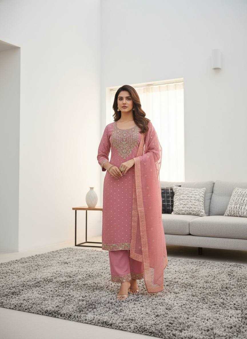 Chanderi Cotton Party Wear Kurti in Sky Blue