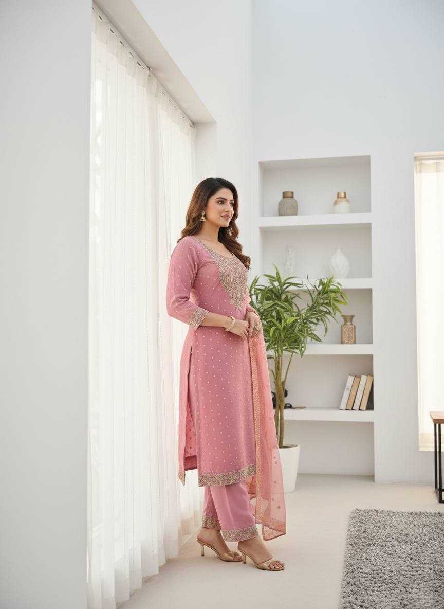 Chanderi Cotton Party Wear Kurti in Sky Blue