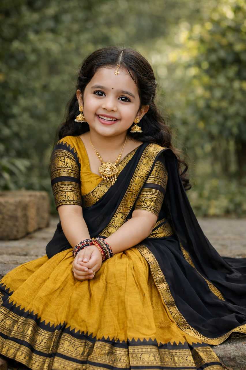 Soft Silk Kids Lehenga in Morpich