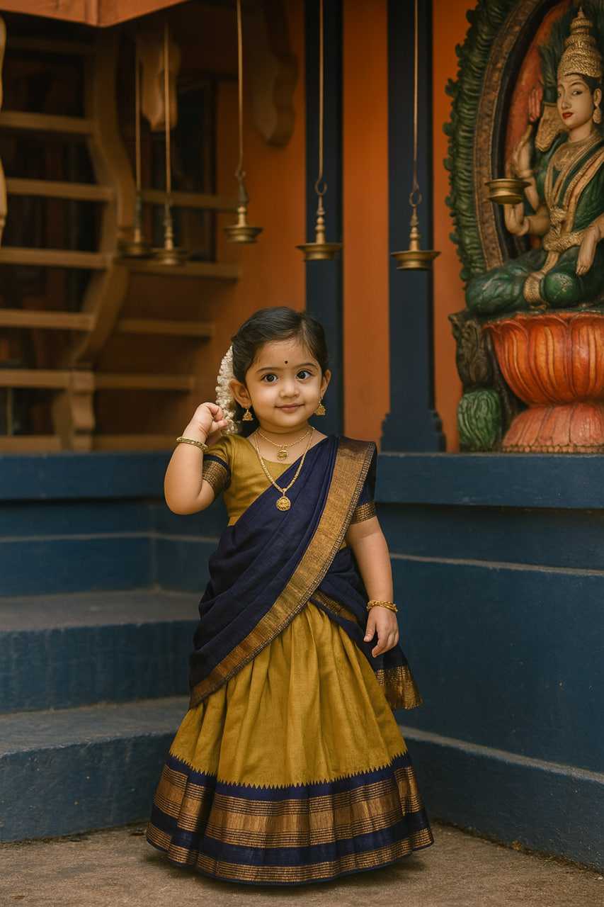 Soft Silk Kids Lehenga in Morpich