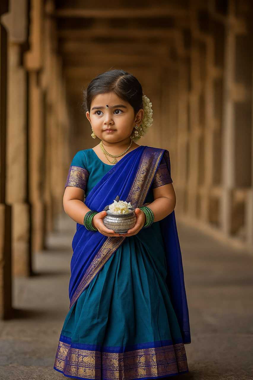 Soft Silk Kids Lehenga in Morpich