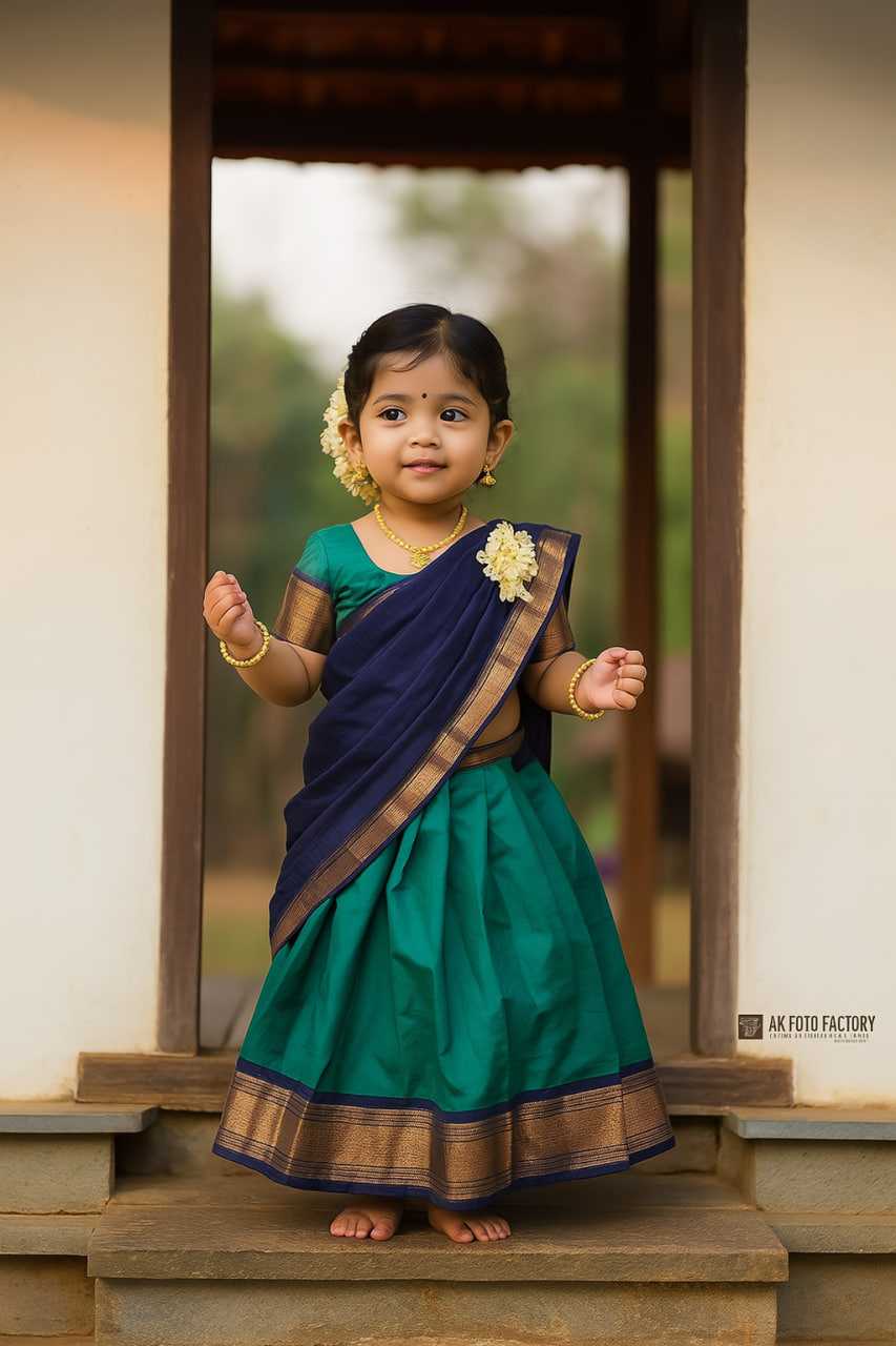 Soft Silk Kids Lehenga in Morpich