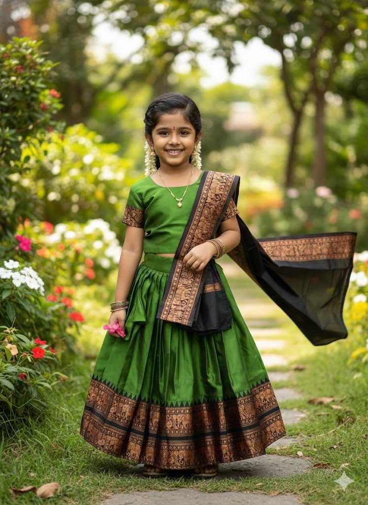 Soft Silk Kids Lehenga in Morpich