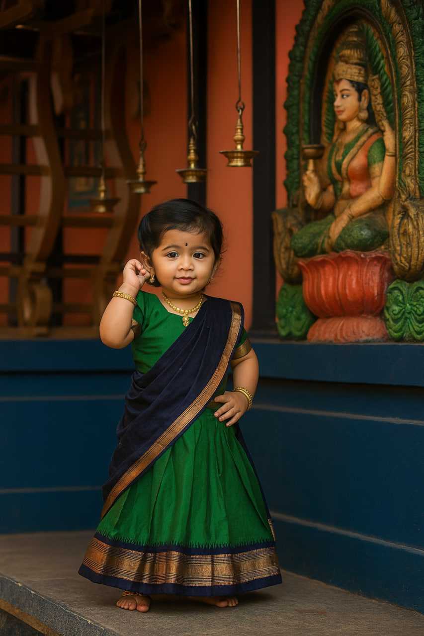Soft Silk Kids Lehenga in Morpich