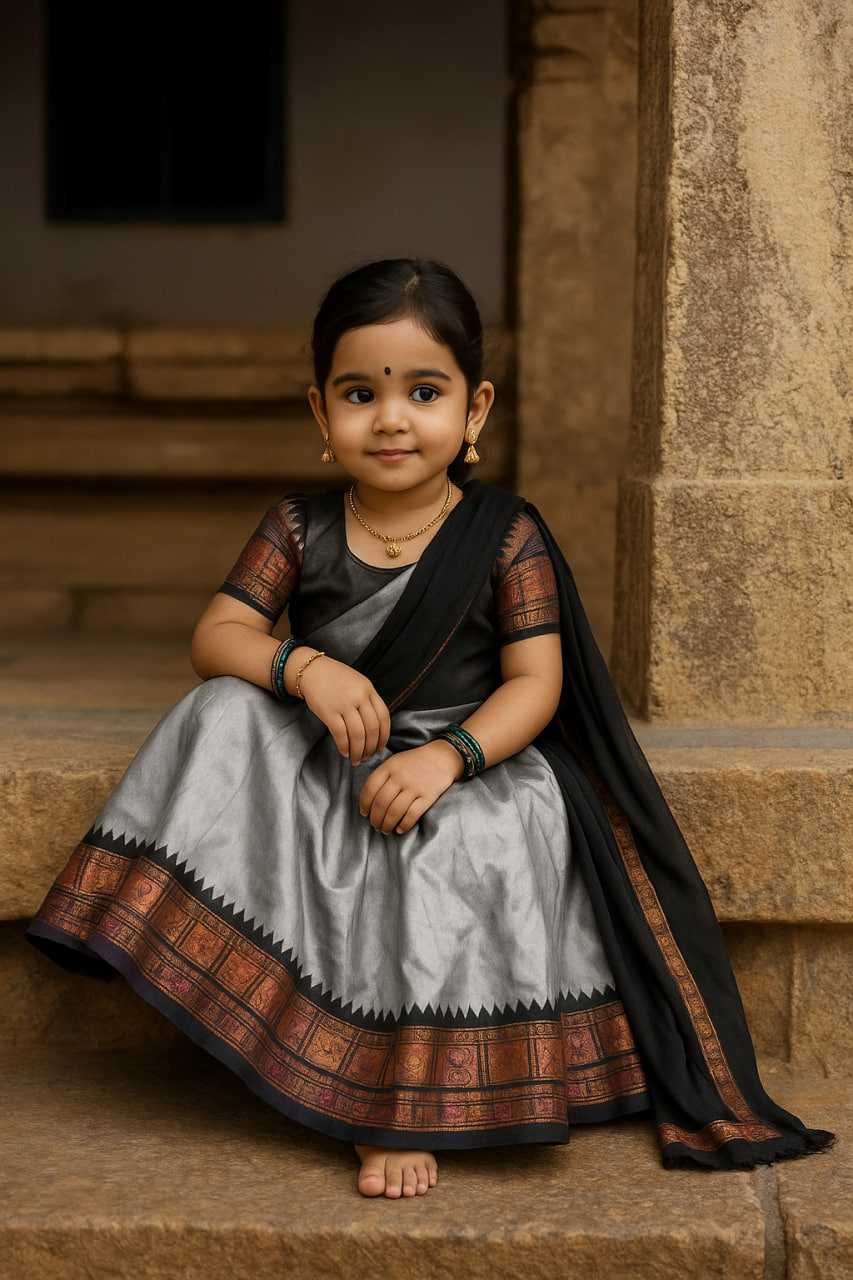 Soft Silk Kids Lehenga in Morpich