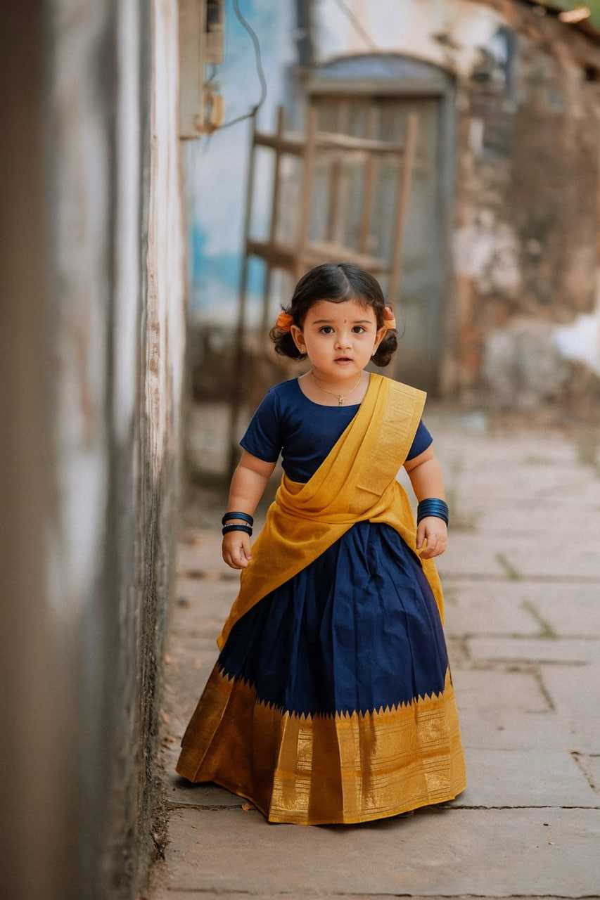 Soft Silk Kids Lehenga in Morpich