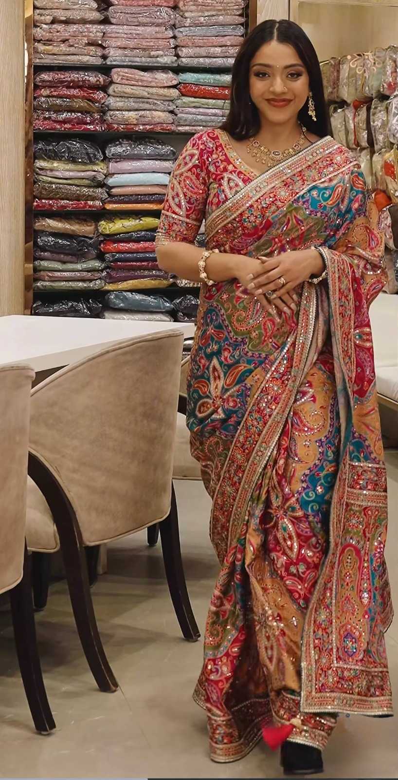 Chinon Silk Printed Saree 087