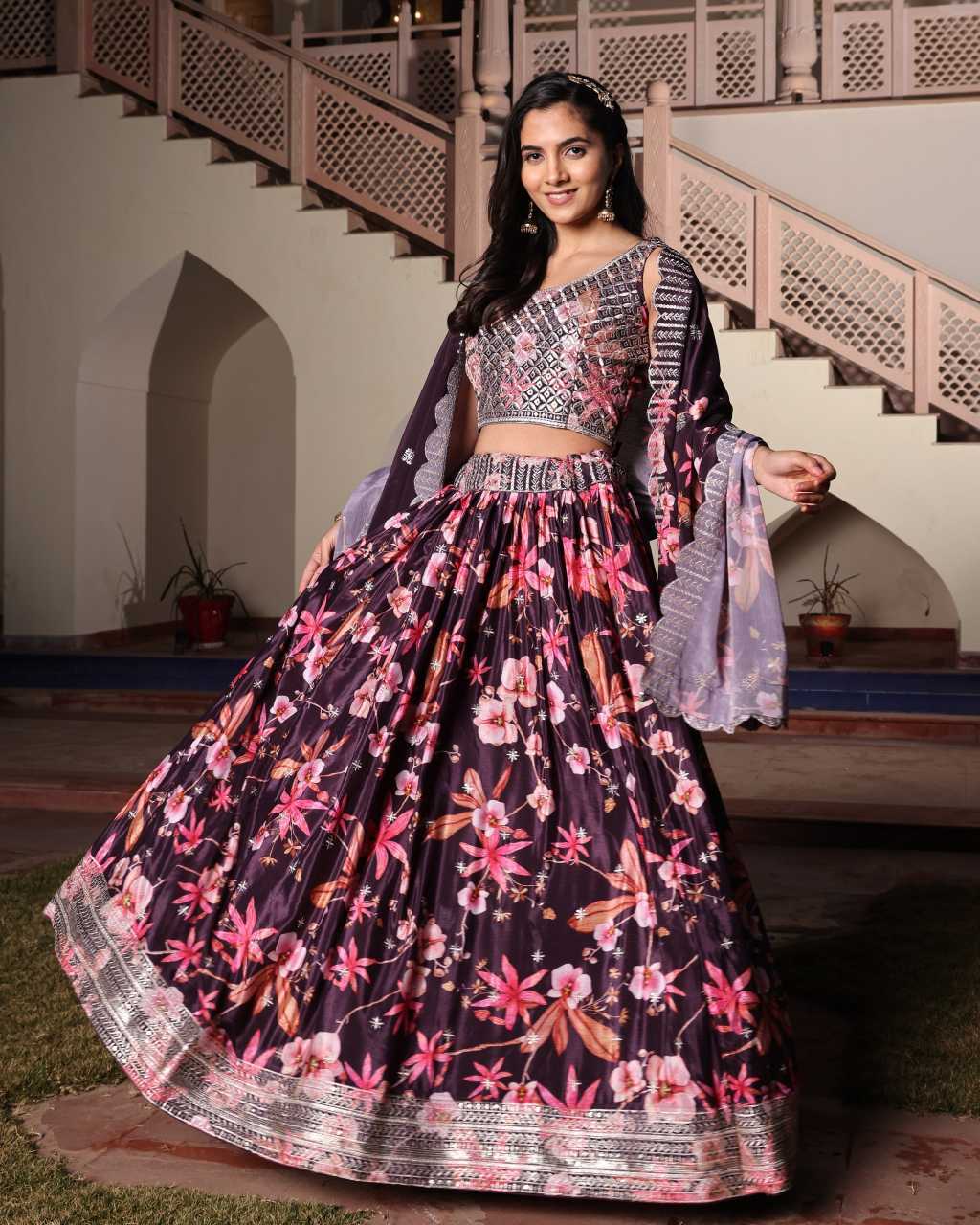 Chinon Printed Lehenga