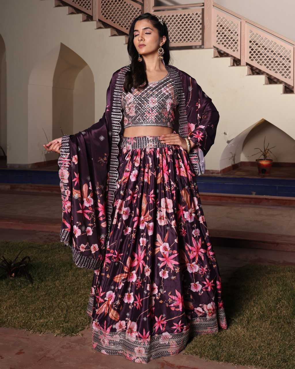 Chinon Printed Lehenga