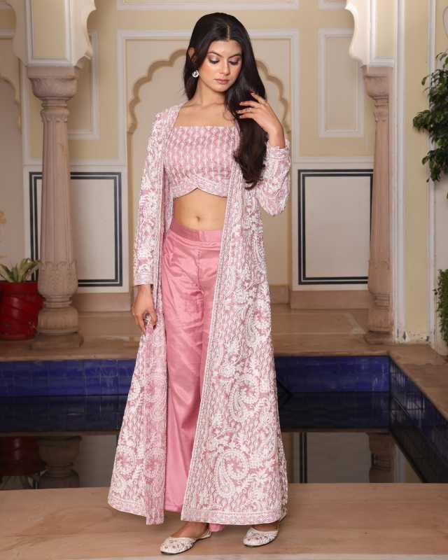 Vichitra Silk Indo Western Dress