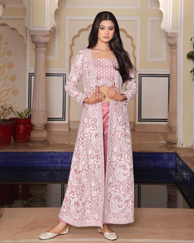 Vichitra Silk Indo Western Dress