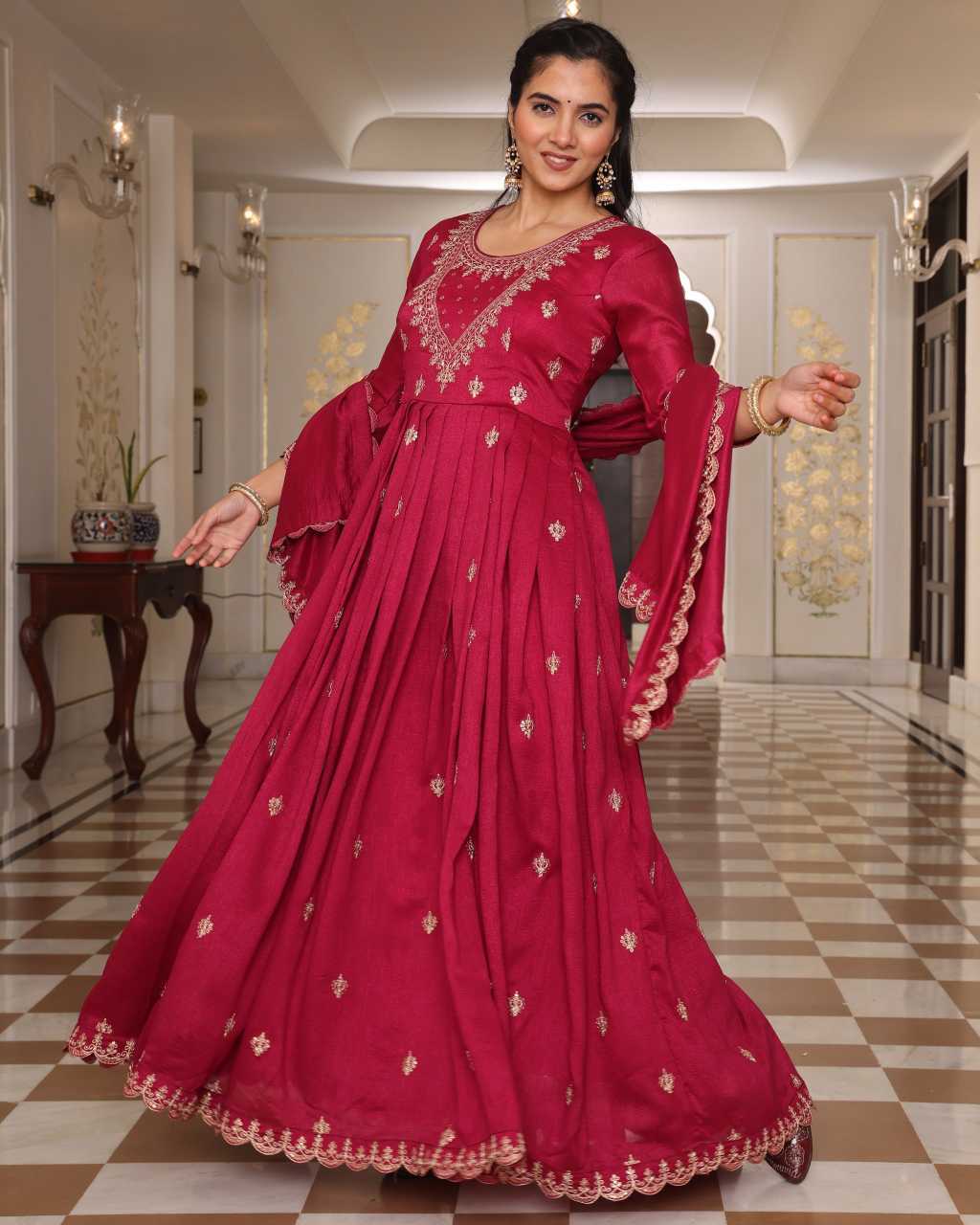 Soft Silk Embroidered Kurti