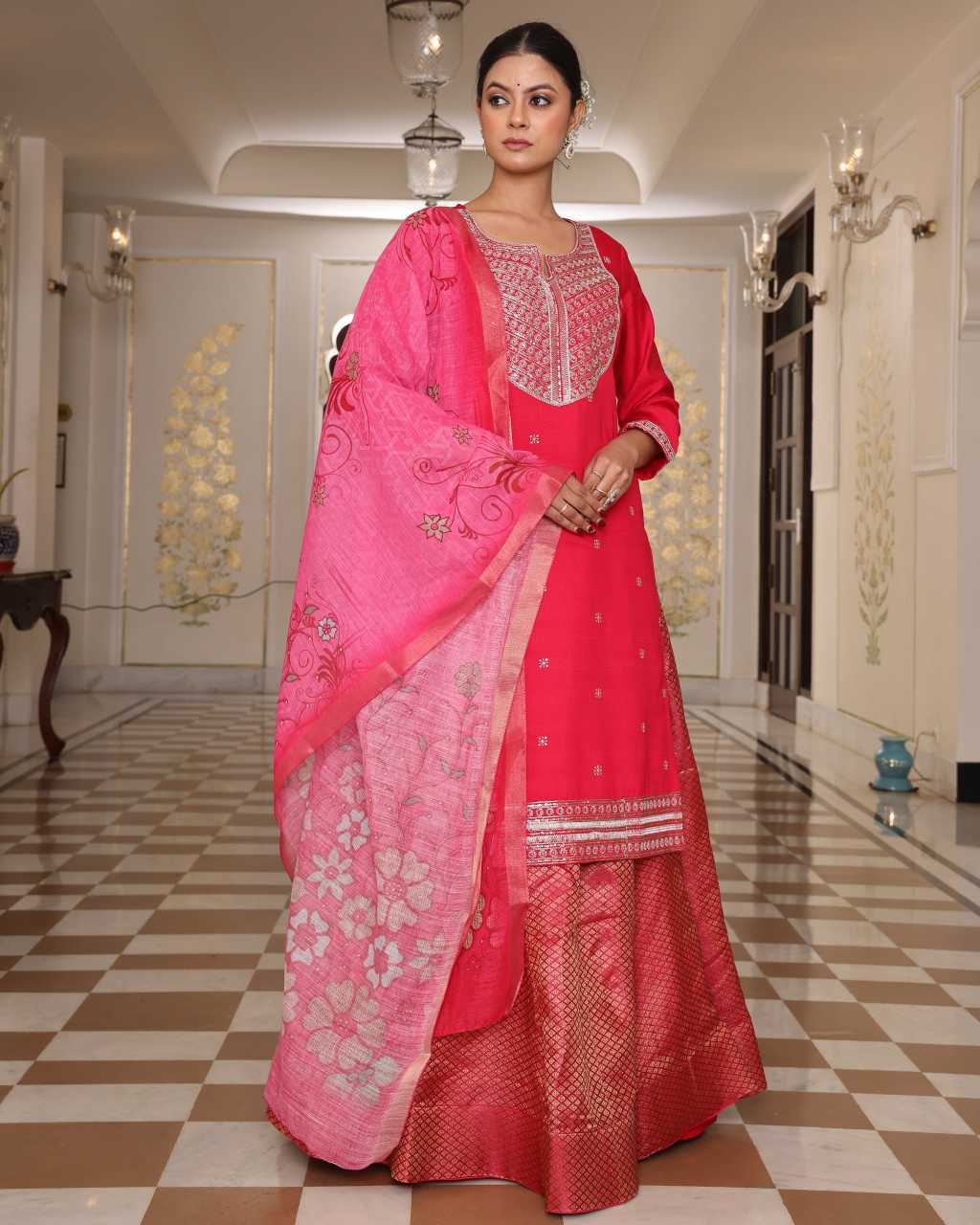 Silk Cotton Printed Kurti