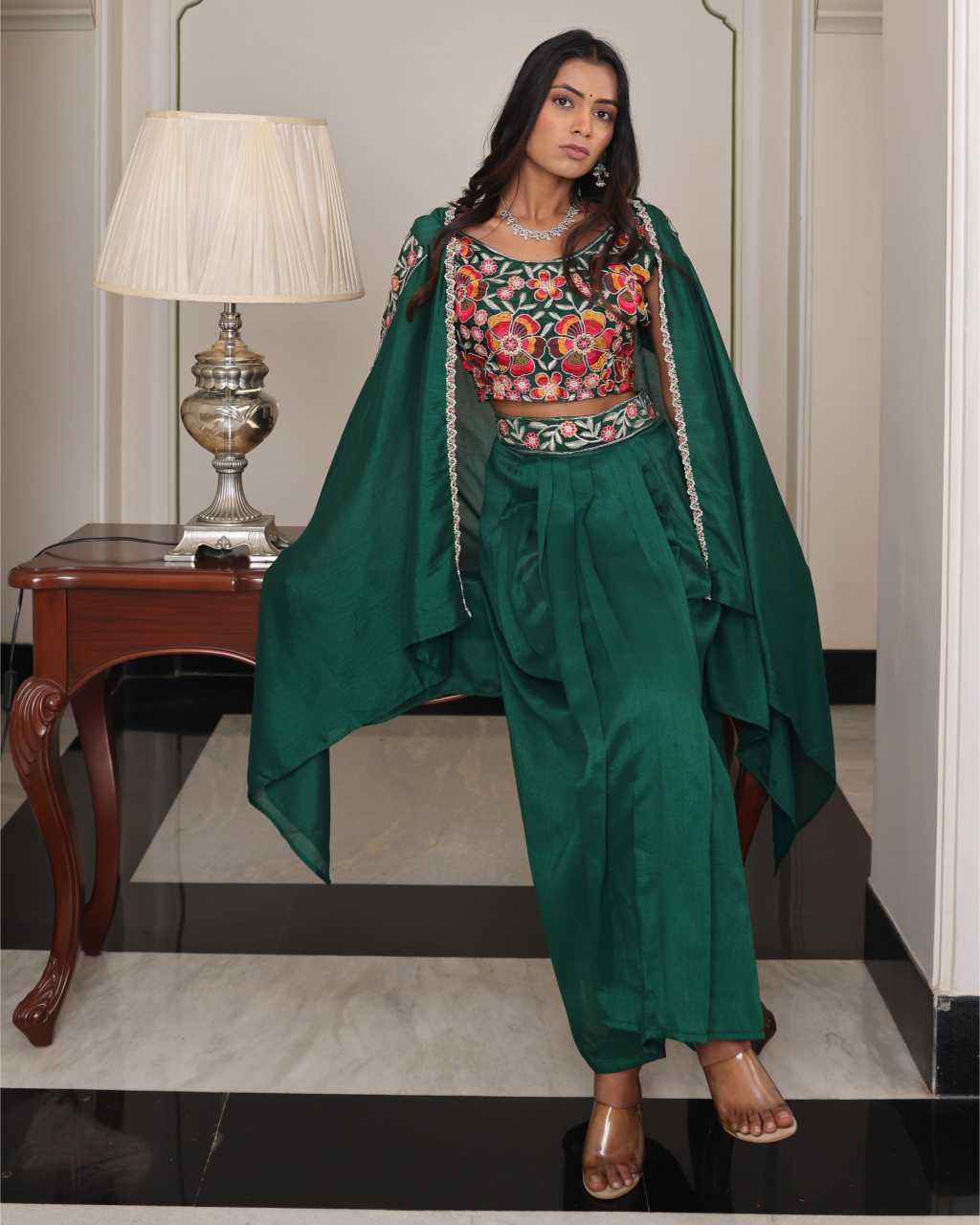 Vichitra Silk Indo Western Dress