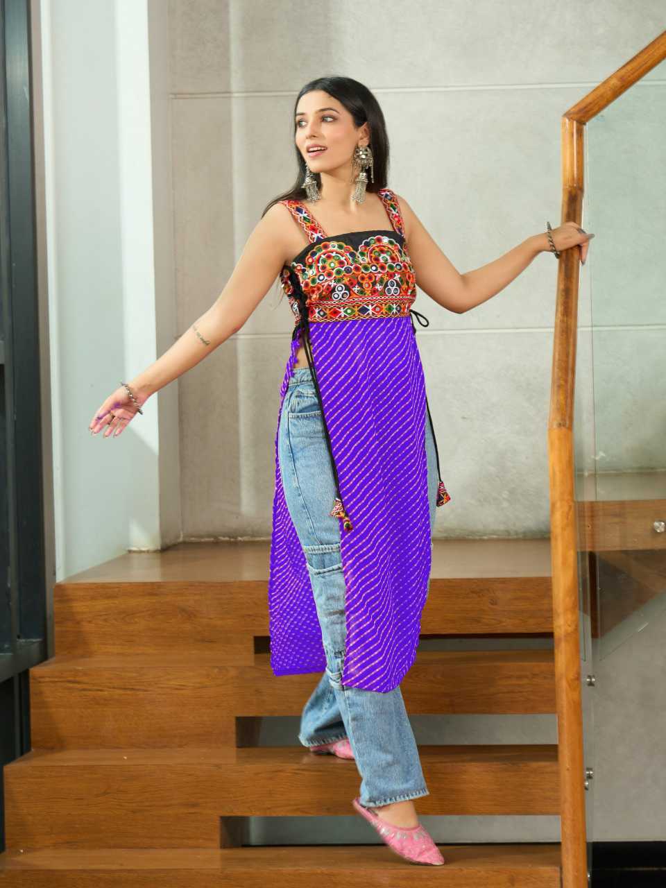 Georgette Mirror Work Kurti