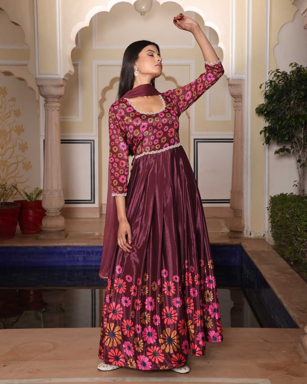 Chinon Silk Printed Kurti