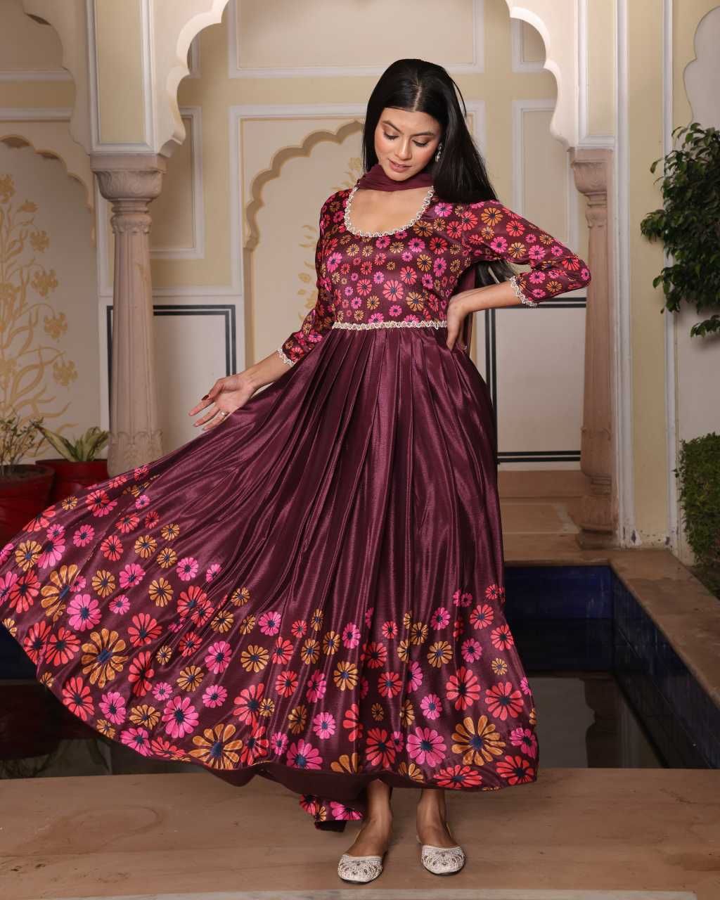 Chinon Silk Printed Kurti