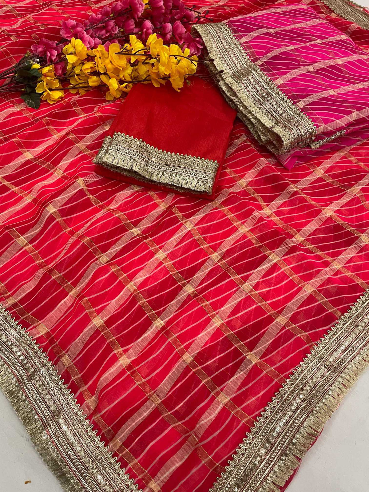 Bandhni Zari Premium Georgette Saree