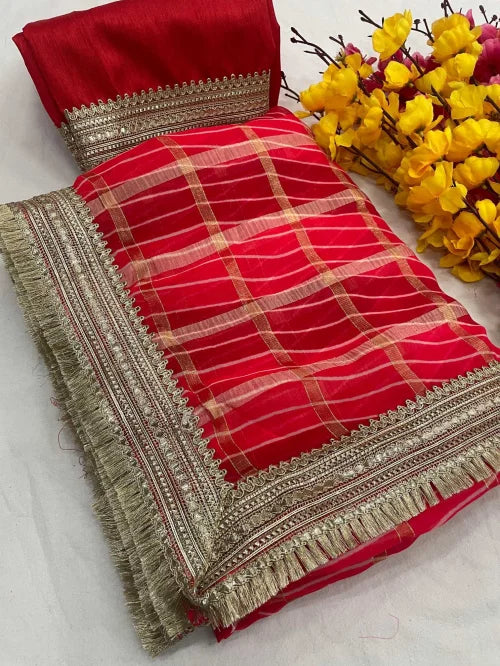 Bandhni Zari Premium Georgette Saree