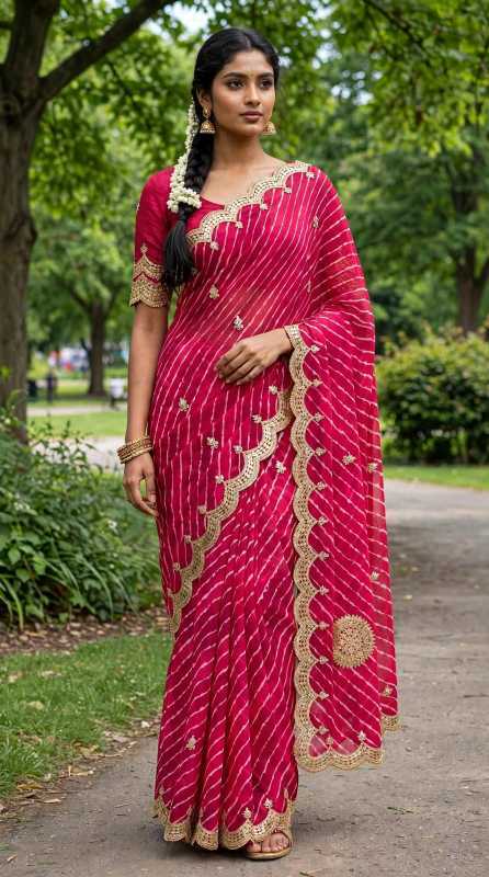 Brinda Premium Georgette Saree in Magenta