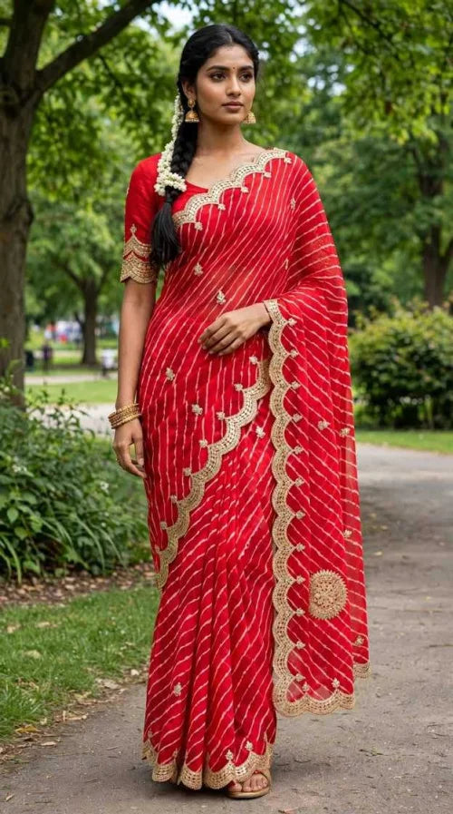 Brinda Premium Georgette Saree in Magenta