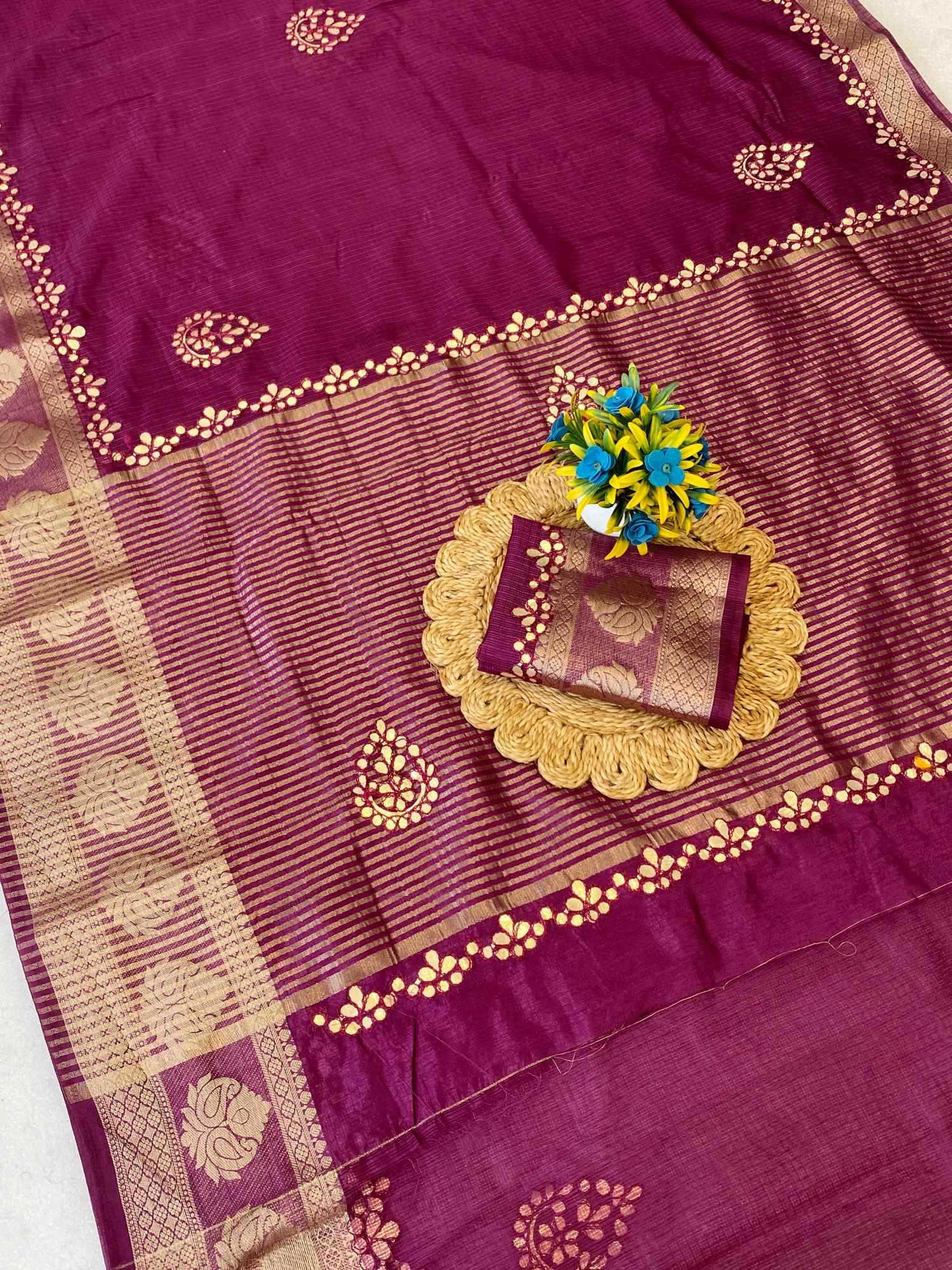 Cotton Zari Border Saree