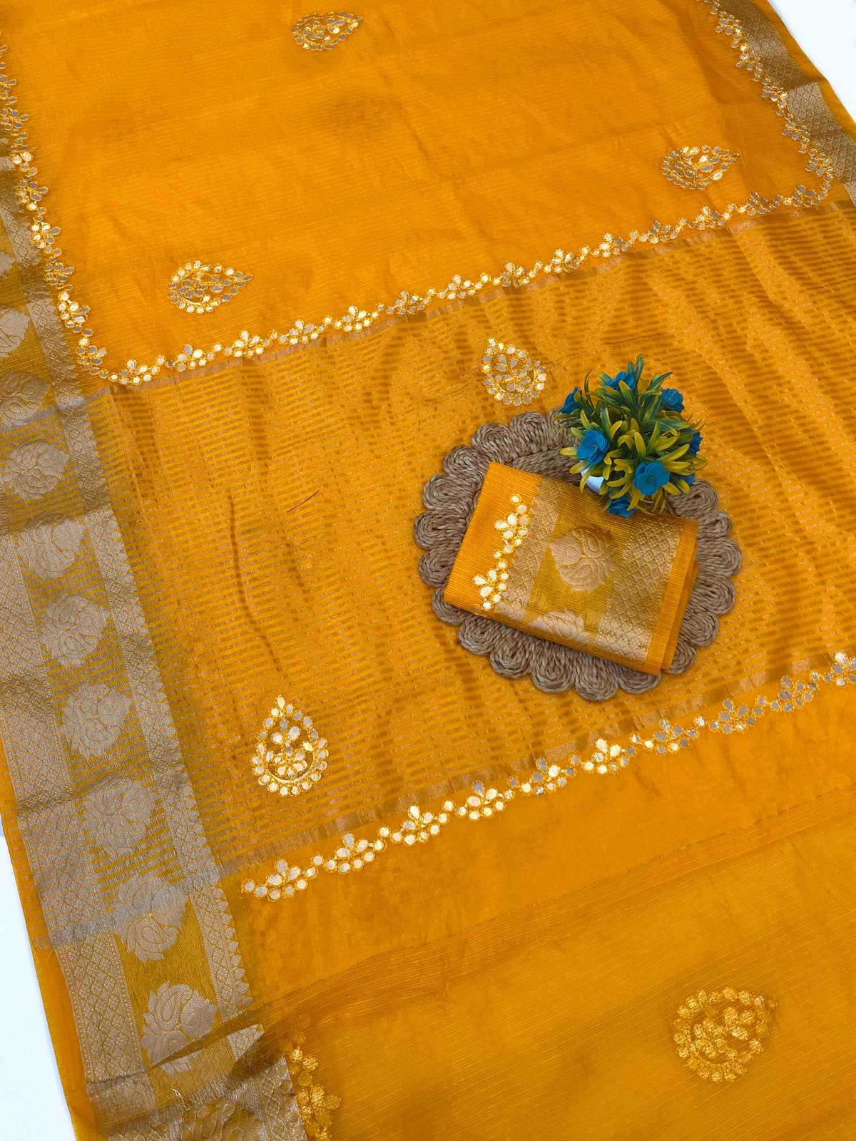 Cotton Zari Border Saree