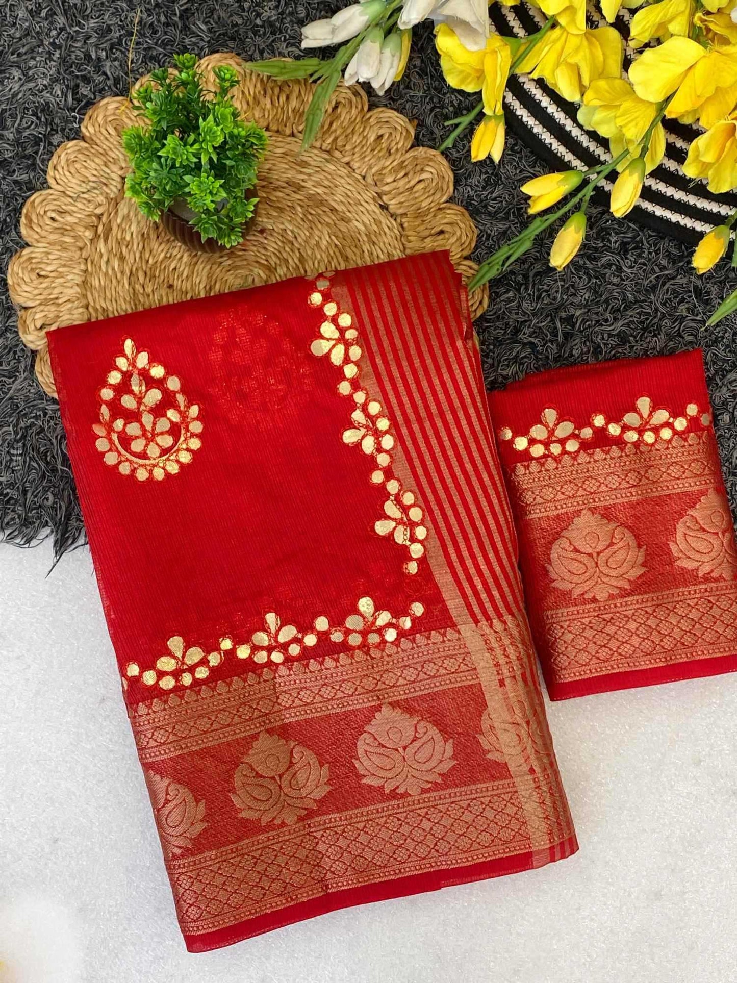 Cotton Zari Border Saree