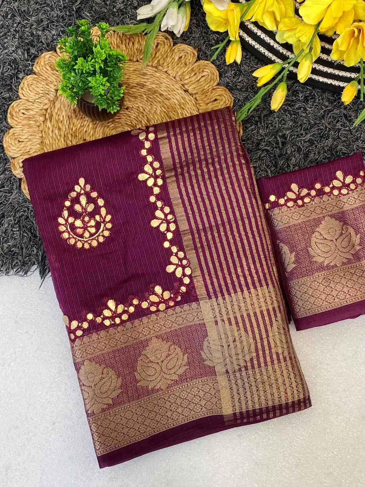 Cotton Zari Border Saree