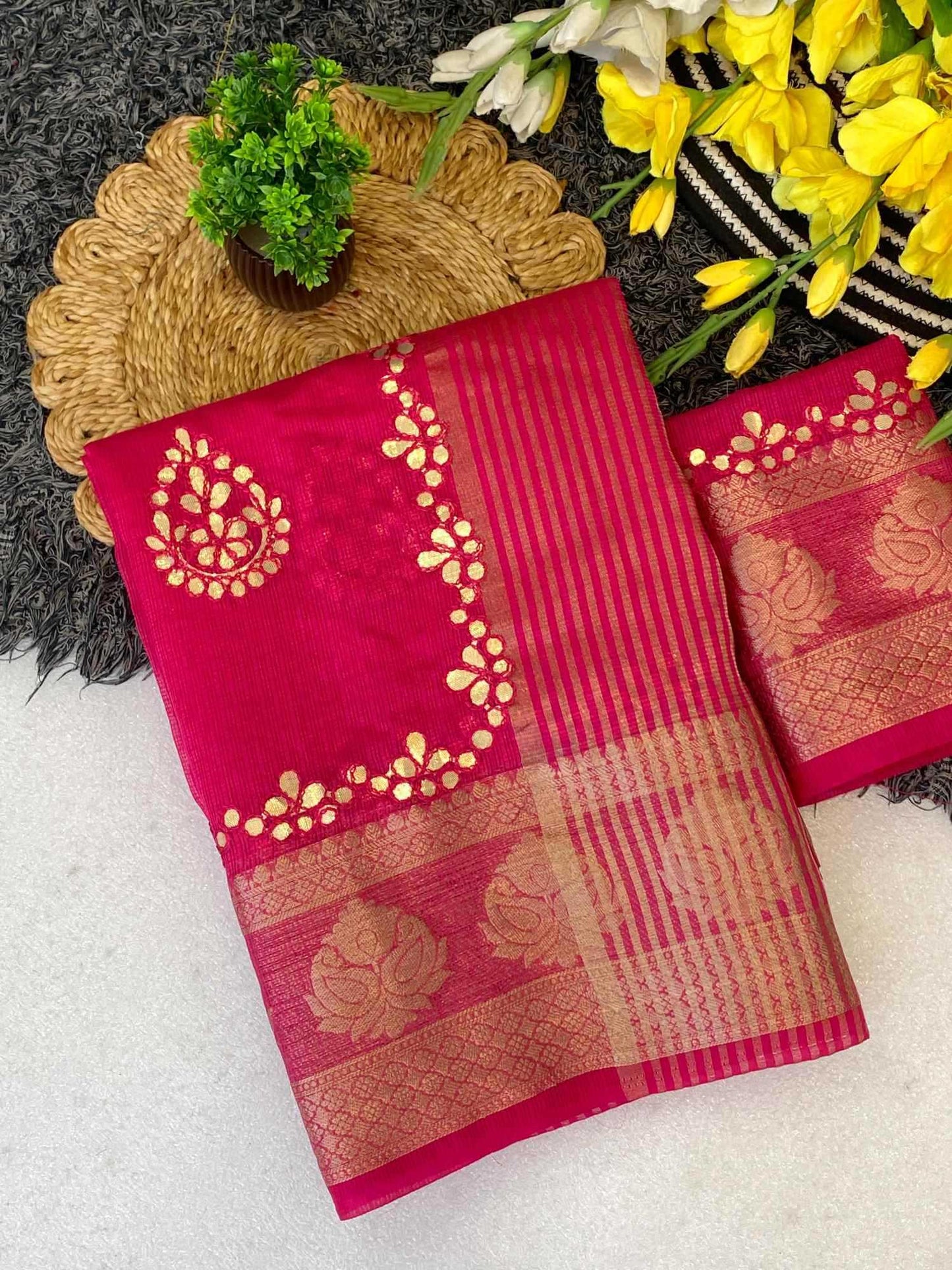 Cotton Zari Border Saree
