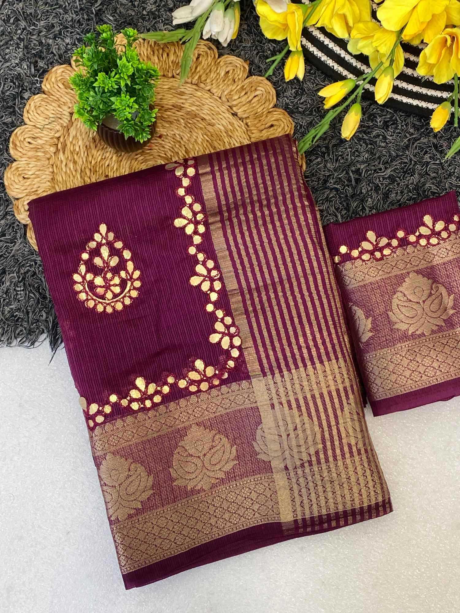 Cotton Zari Border Saree