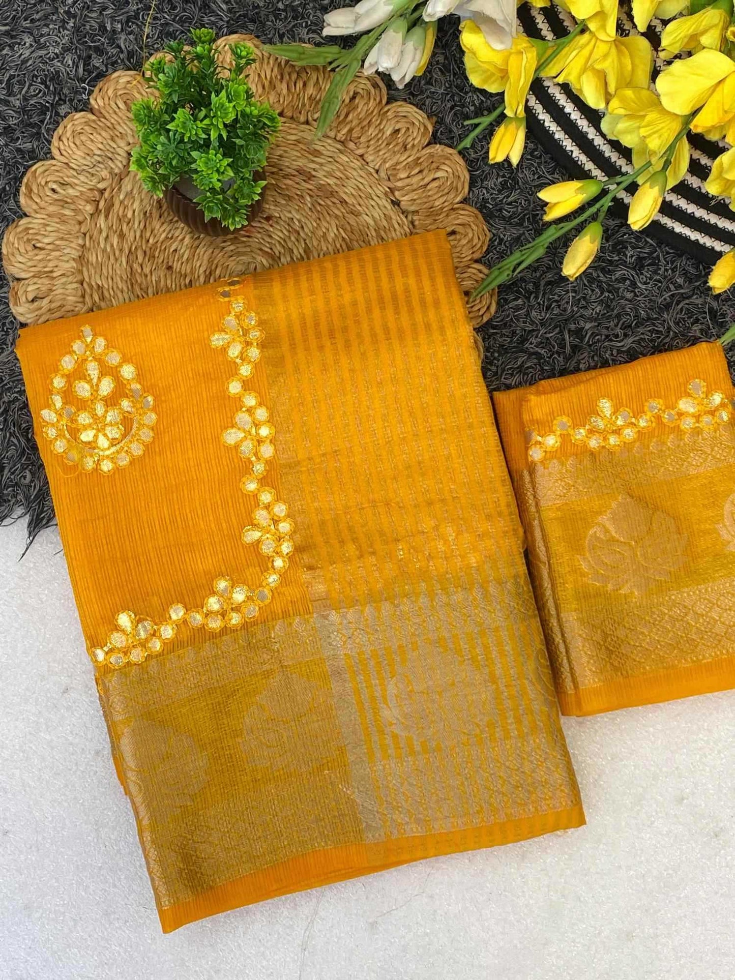 Cotton Zari Border Saree
