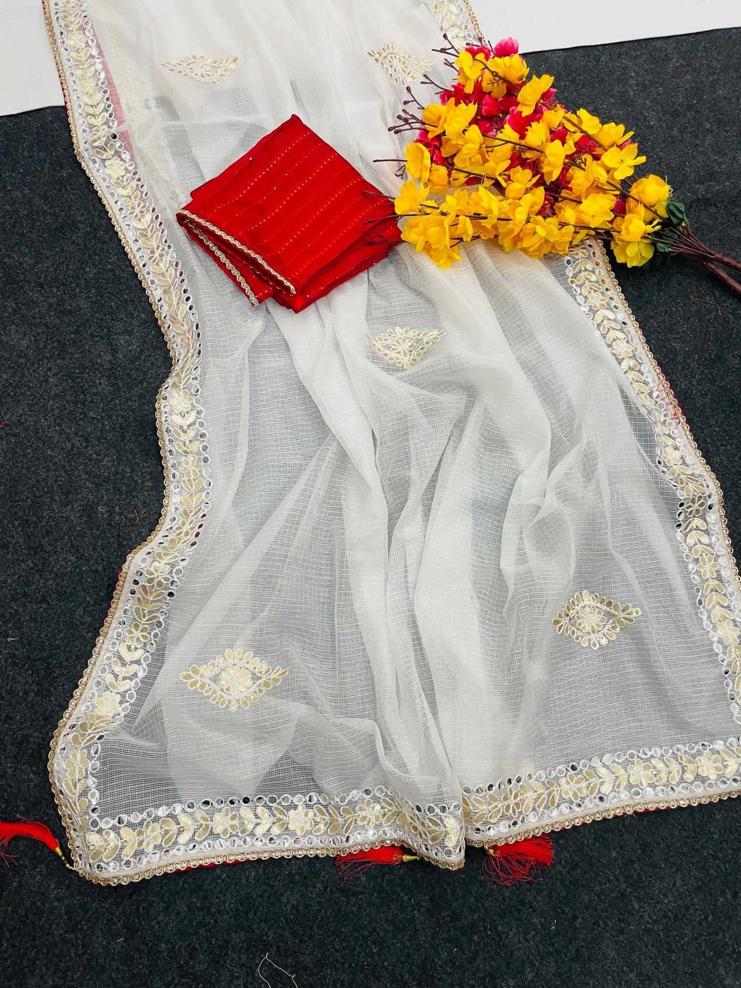 Kota Checks White Saree