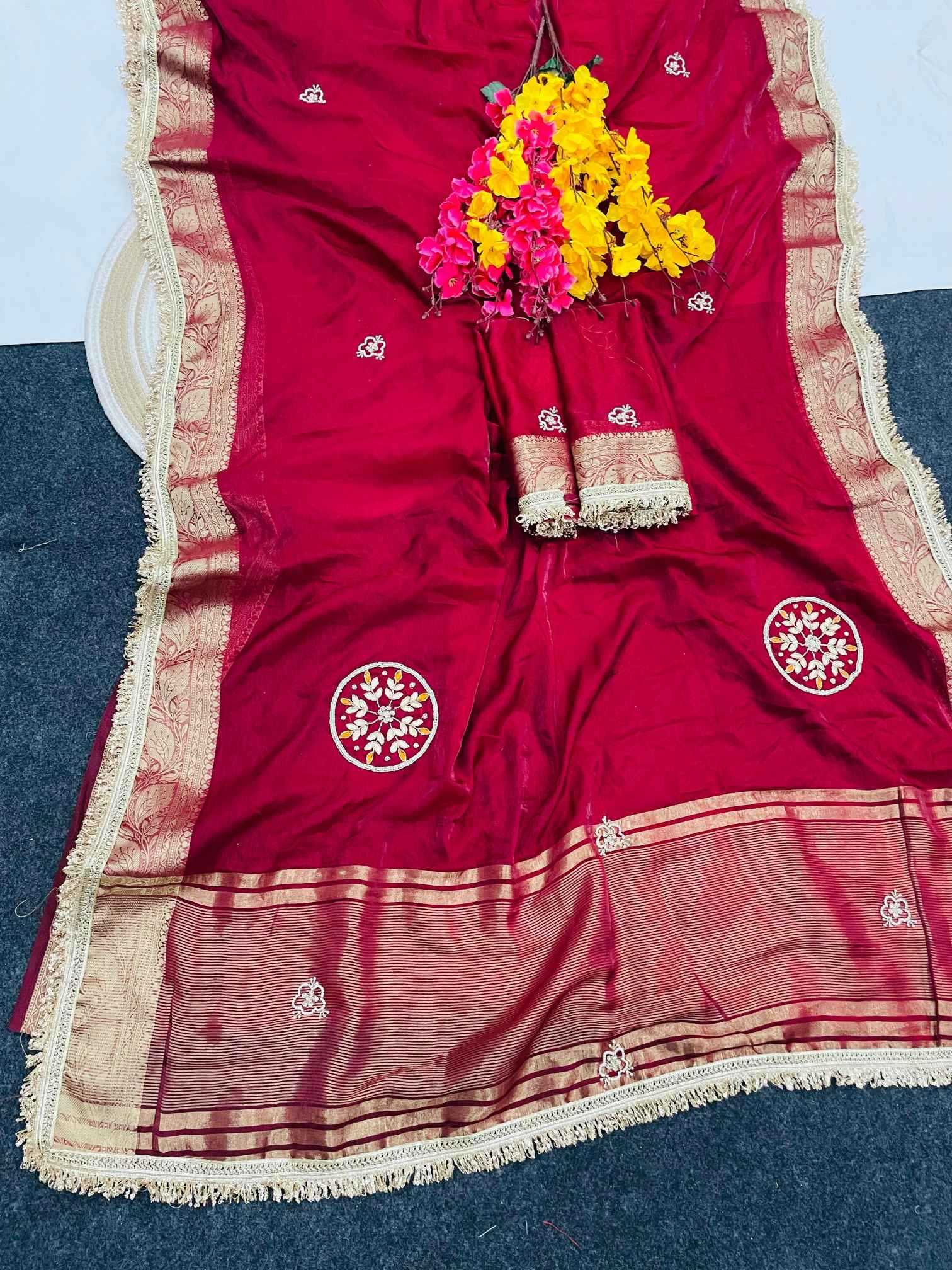 Satin Hand Work Saree
