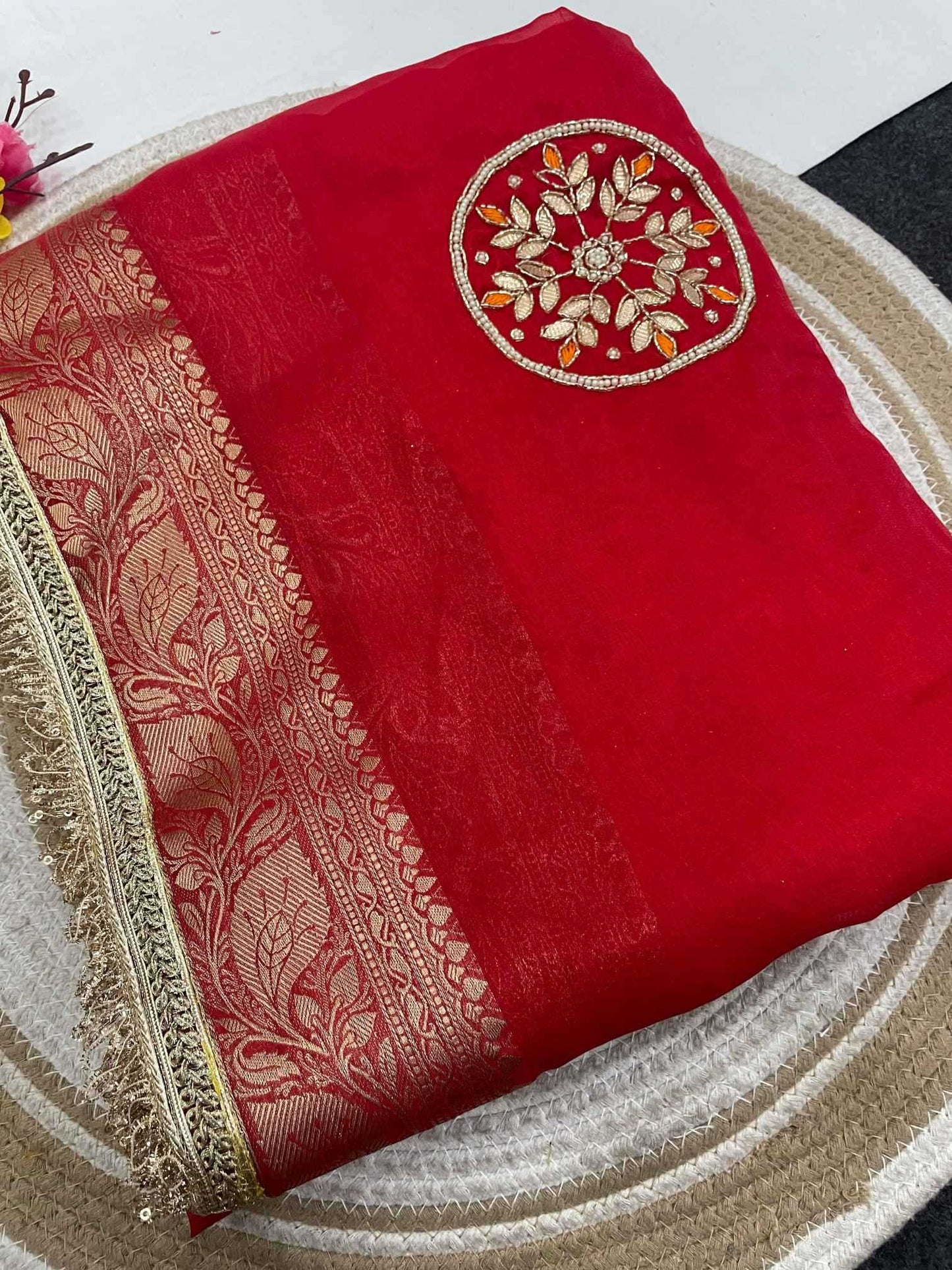 Satin Hand Work Saree