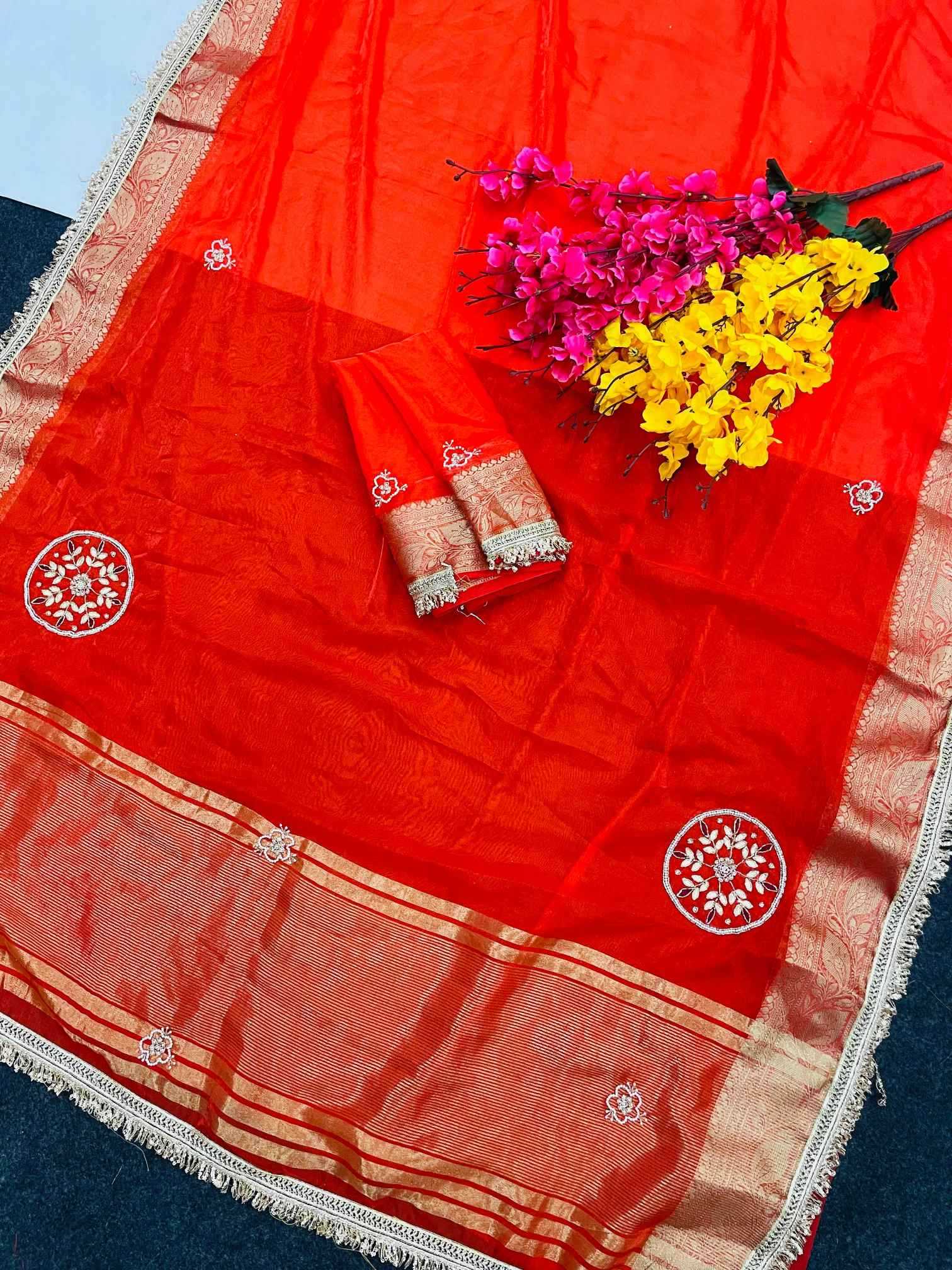 Satin Hand Work Saree