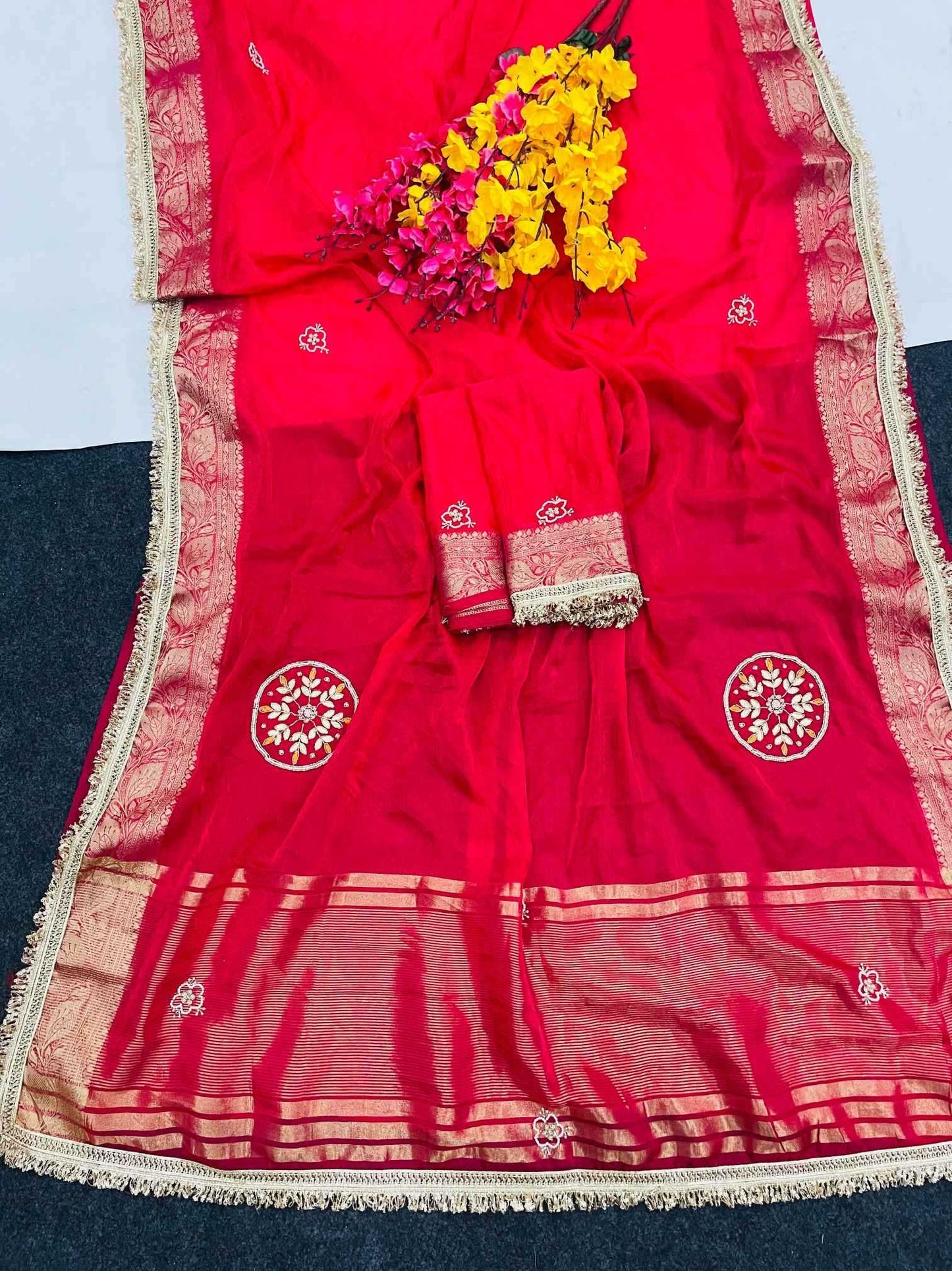 Satin Hand Work Saree