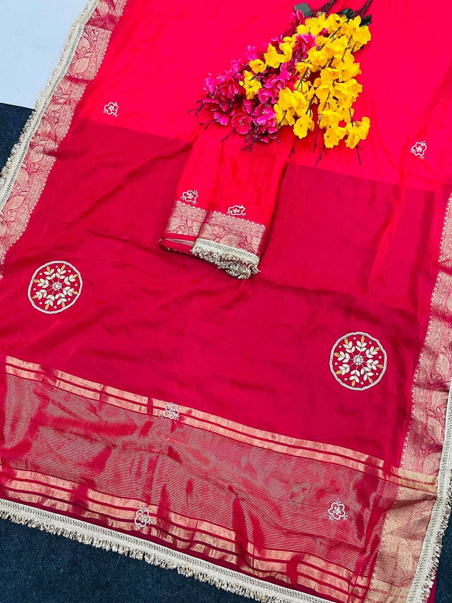 Satin Hand Work Saree