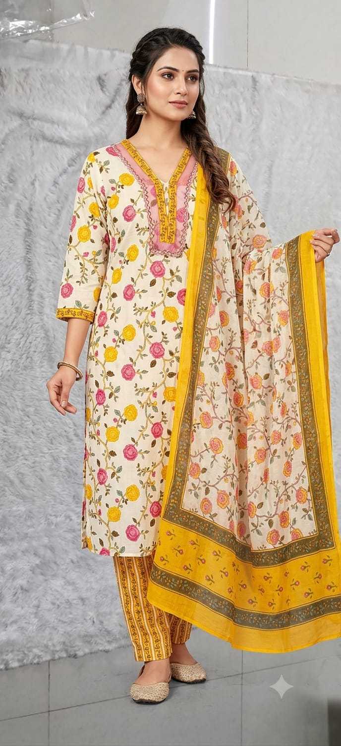 Cotton Designer Kurti in Yellow
